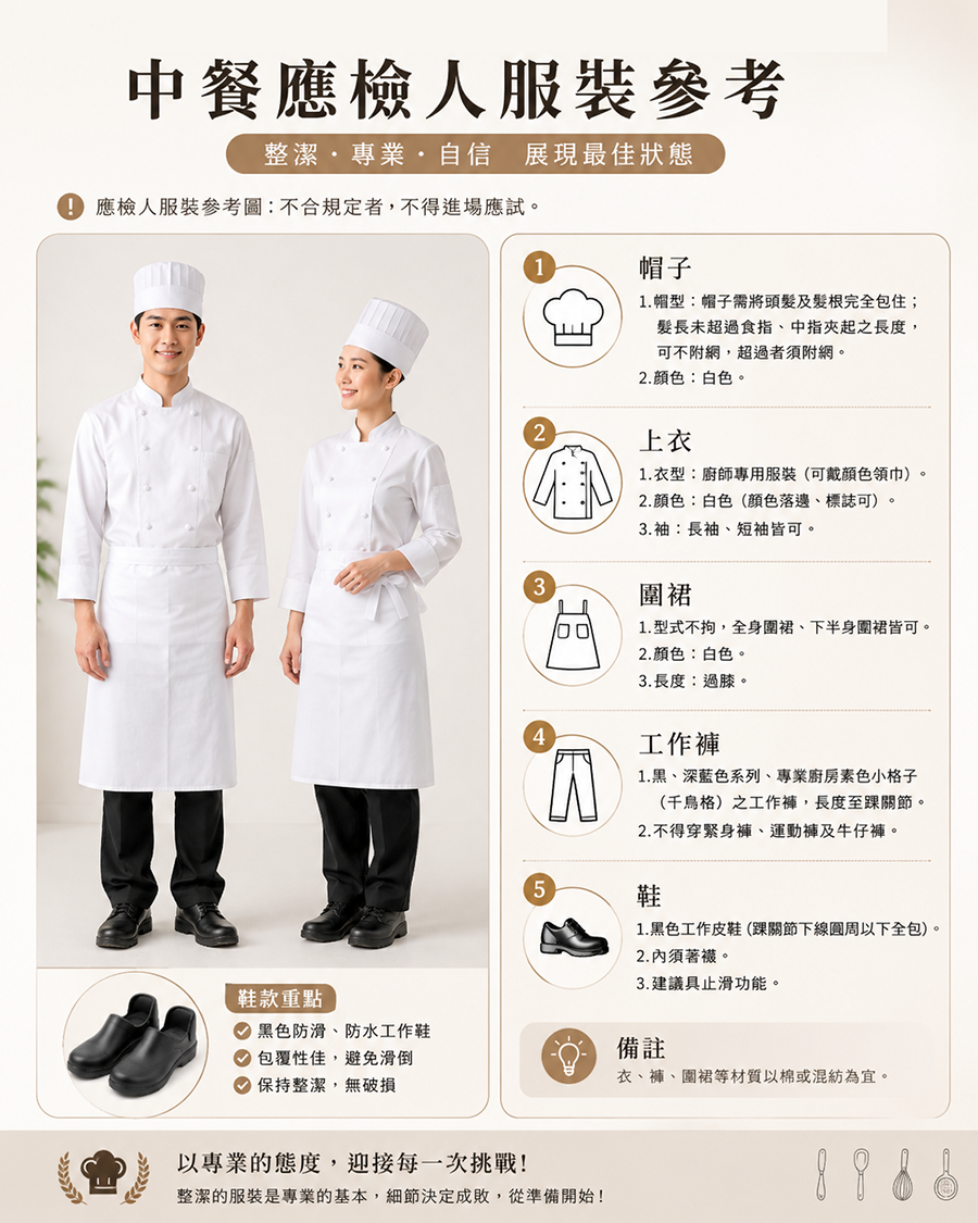 中餐廚師服裝考試用
